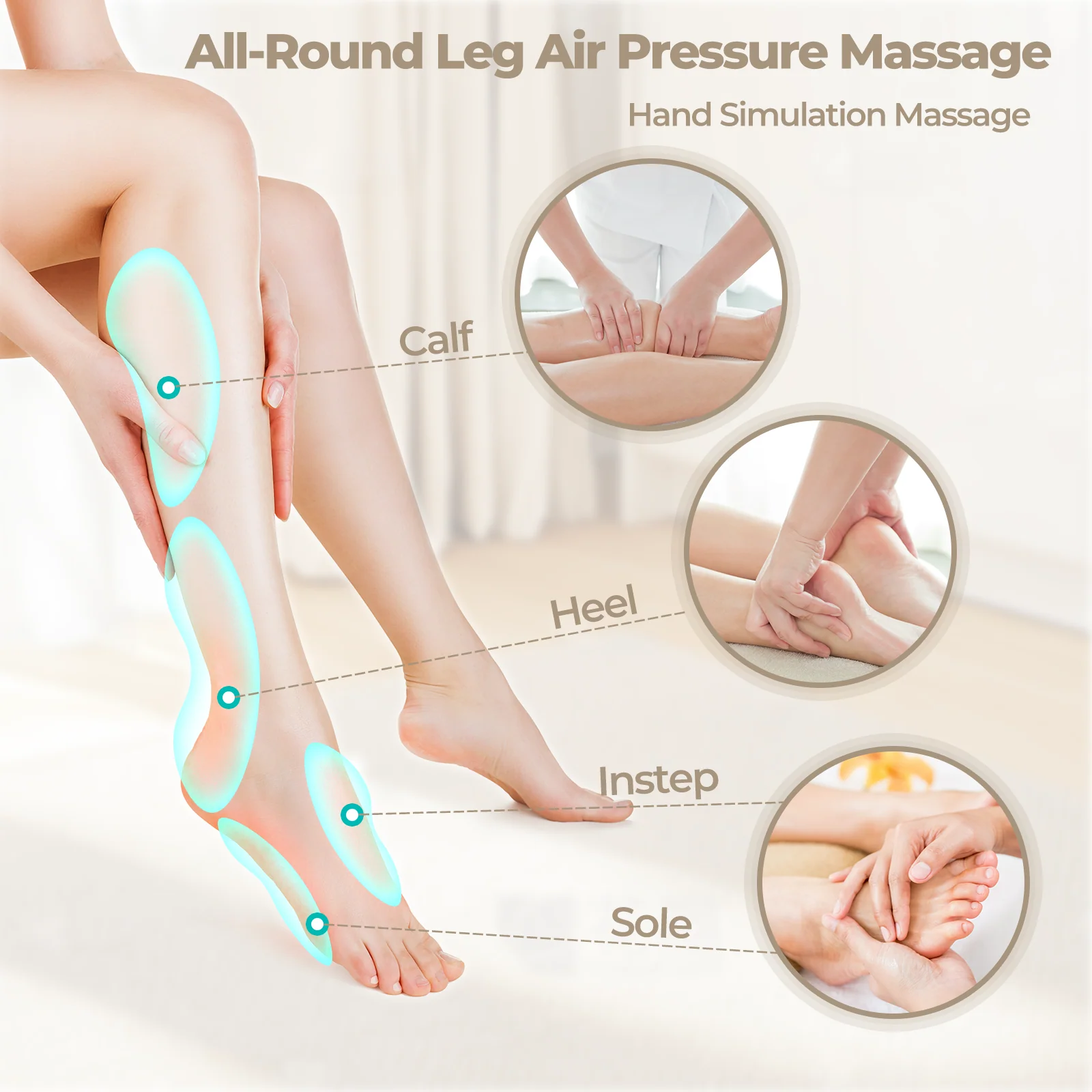 Aspria by Naipo Massaggiatore per piedi, Massaggiatore per piedi per polpacci 2 in 1 con compressione dell'aria, vibrazione e terapia del calore, Stivali per massaggio ai piedi per gambe gonfie, edema, Design wireless, Blu - Image 7