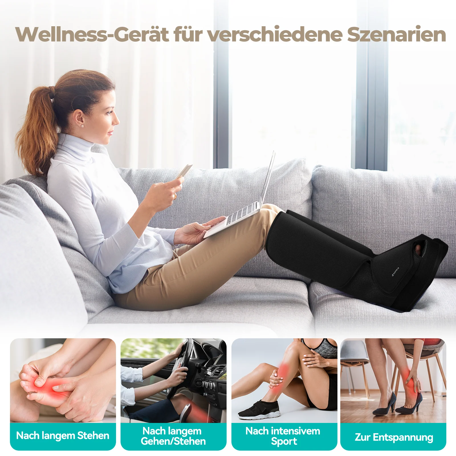 Aspria by Naipo Massaggiatore per piedi, Massaggiatore per piedi per polpacci 2 in 1 con compressione dell'aria, vibrazione e terapia del calore, Stivali per massaggio ai piedi per gambe gonfie, edema, Design wireless - Image 3