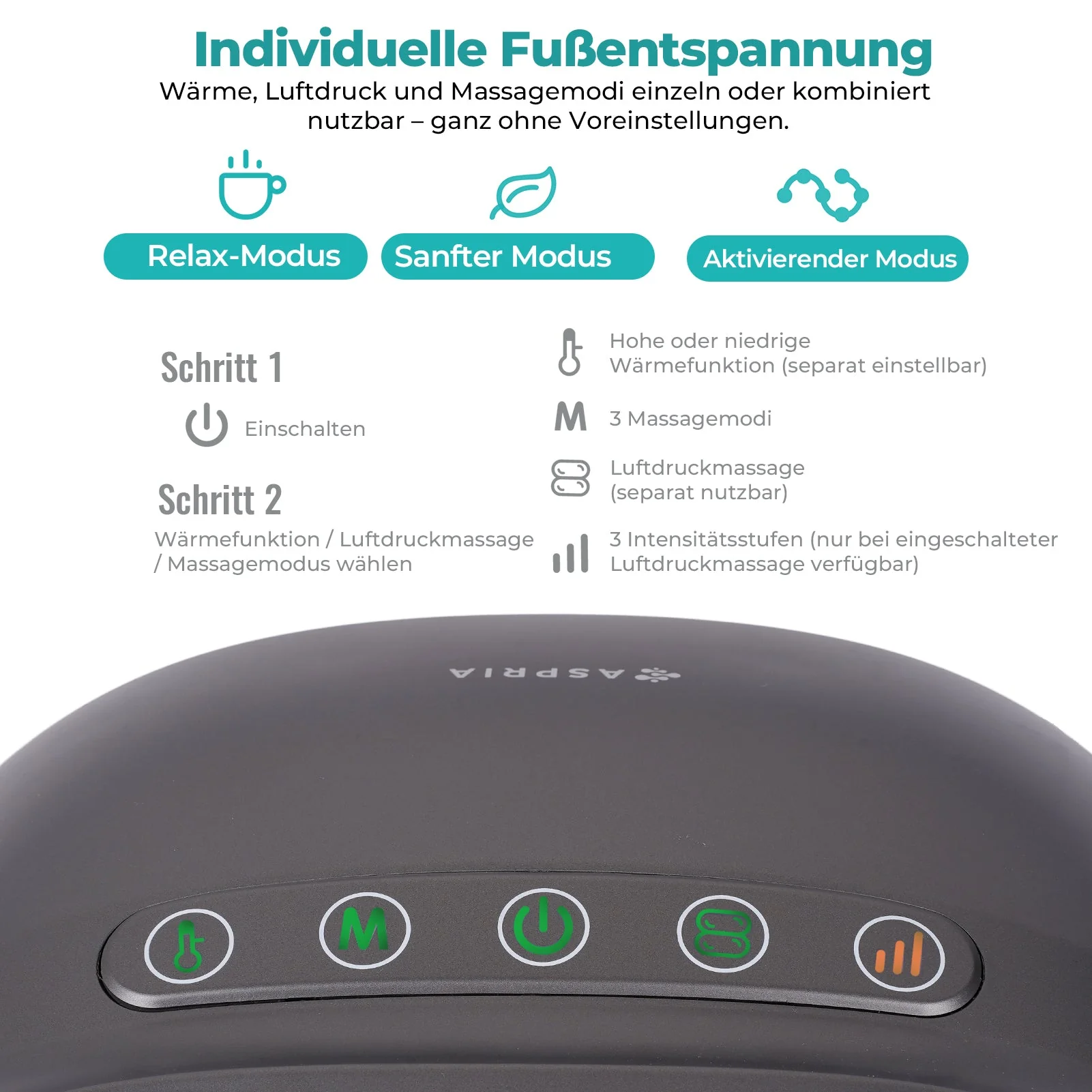 Massaggiatore per piedi Aspria Cloudwalk con funzione calore, impastamento profondo Shiatsu e compressione dell'aria a 360° - Image 4