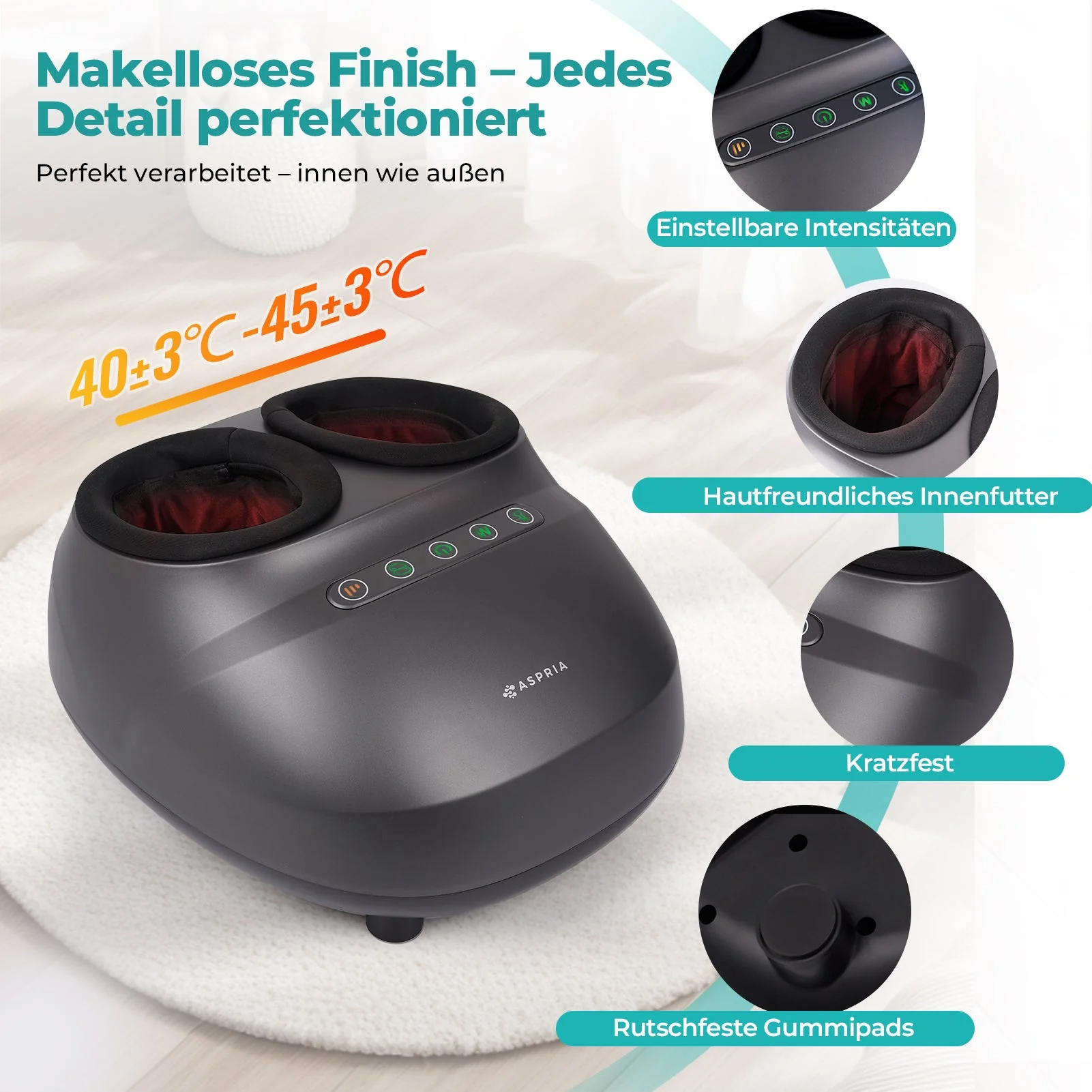 Massaggiatore per piedi Aspria Cloudwalk con funzione calore, impastamento profondo Shiatsu e compressione dell'aria a 360° - Image 6