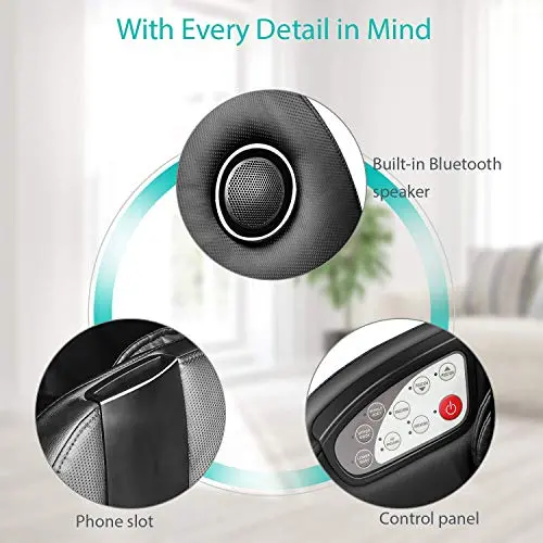 Poltrona da massaggio Aspria, poltrona da massaggio elettrica shiatsu con Bluetooth, massaggio ad aria compressa toccando, completamente assemblato, poltrona relax, sedile da massaggio ergonomico salvaspazio per la casa e l'ufficio - Image 4