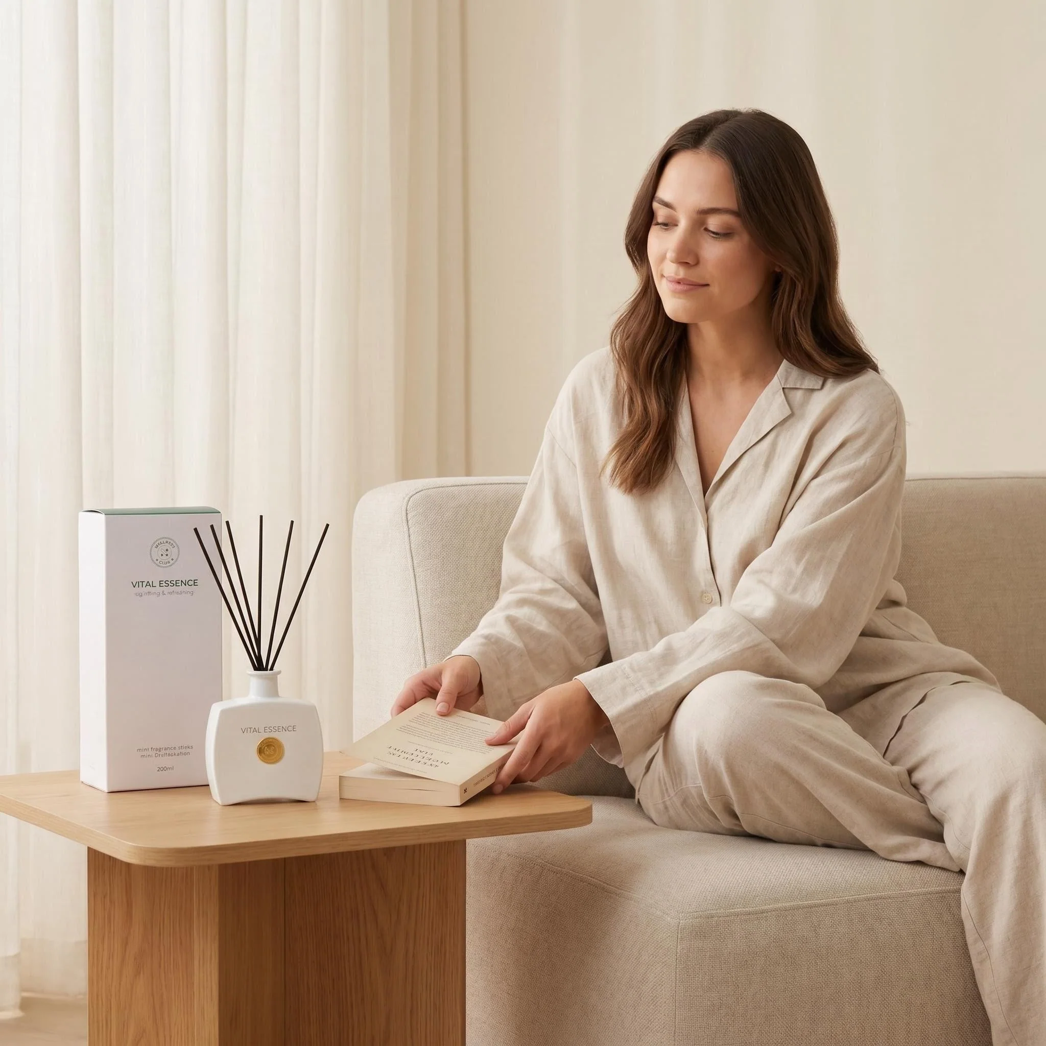 Diffusore di fragranze con bastoncini di incenso alla citronella VITAL ESSENCE di Wellness Club – 200 ml – Oli essenziali naturali – 8 bastoncini in rattan – Per soggiorno, ufficio, bagno, camera da letto - Image 5