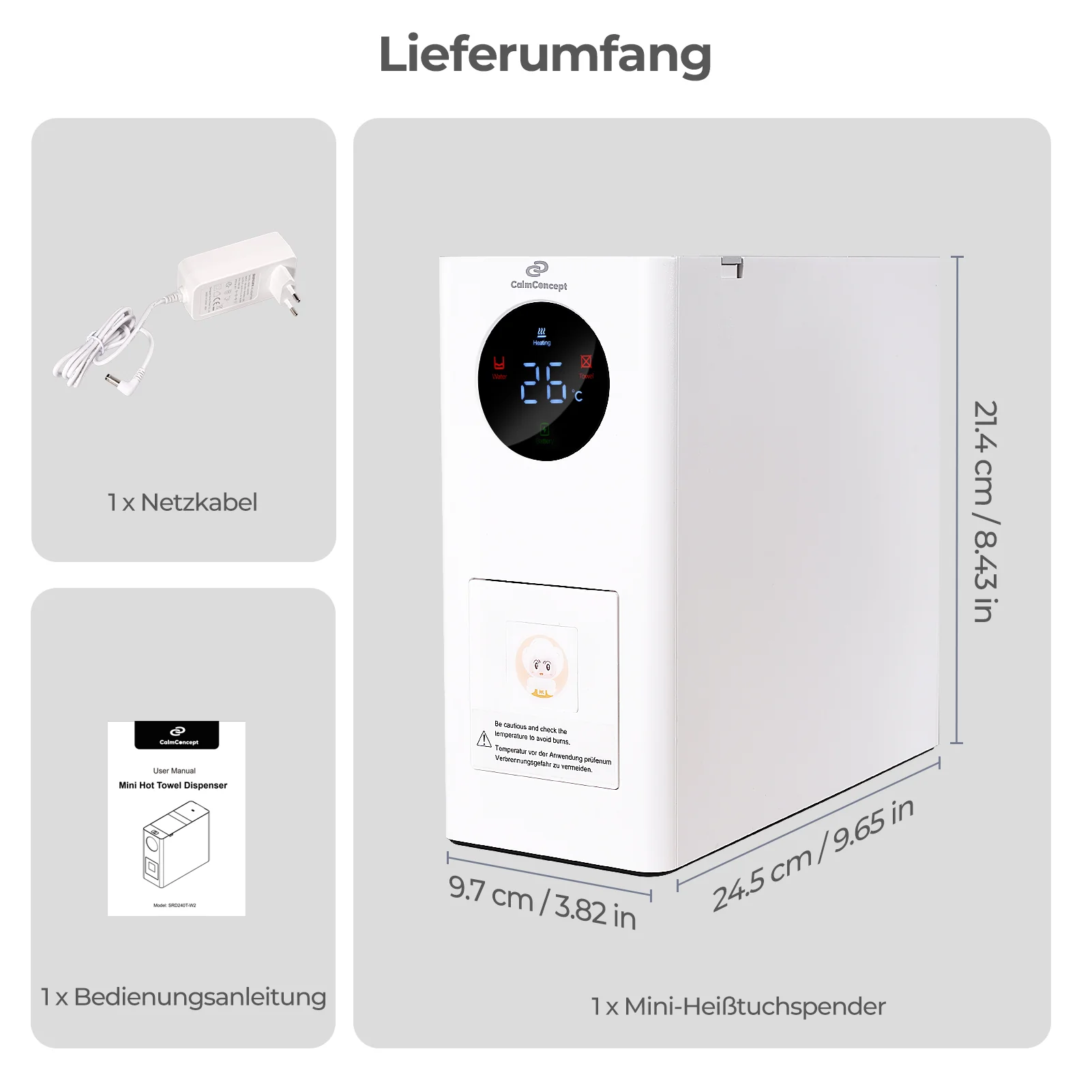 Dispenser di asciugamani caldi CalmConcept® Mini – Asciugamani monouso puliti e piacevolmente caldi per la casa e in viaggio, modello W2 - Image 10
