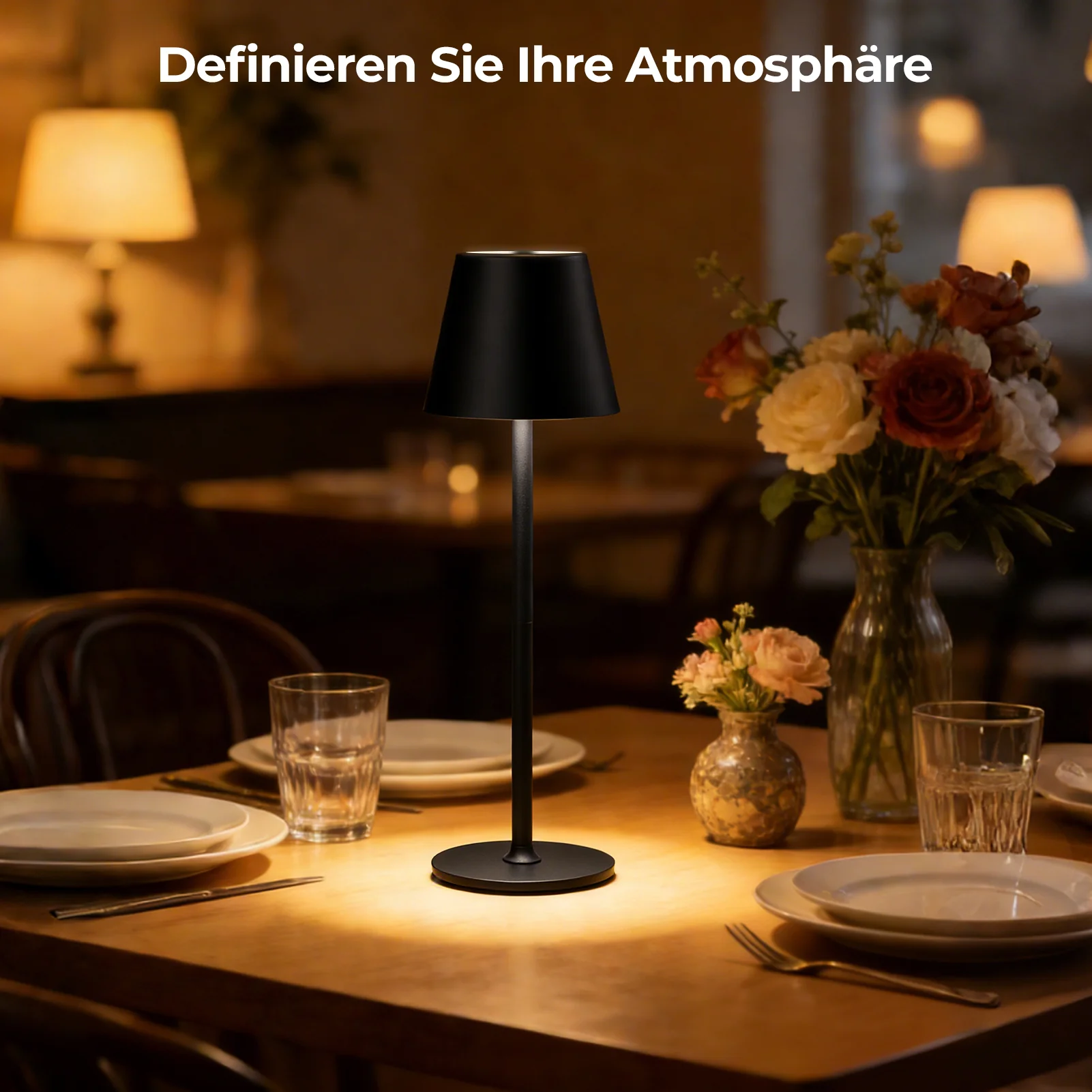 Lampada da tavolo a LED ricaricabile – Dimmerabile e con controllo touch – 3 modalità di temperatura colore – Altezza regolabile – Ideale per camera da letto, soggiorno, ufficio e ristorante. - Image 5