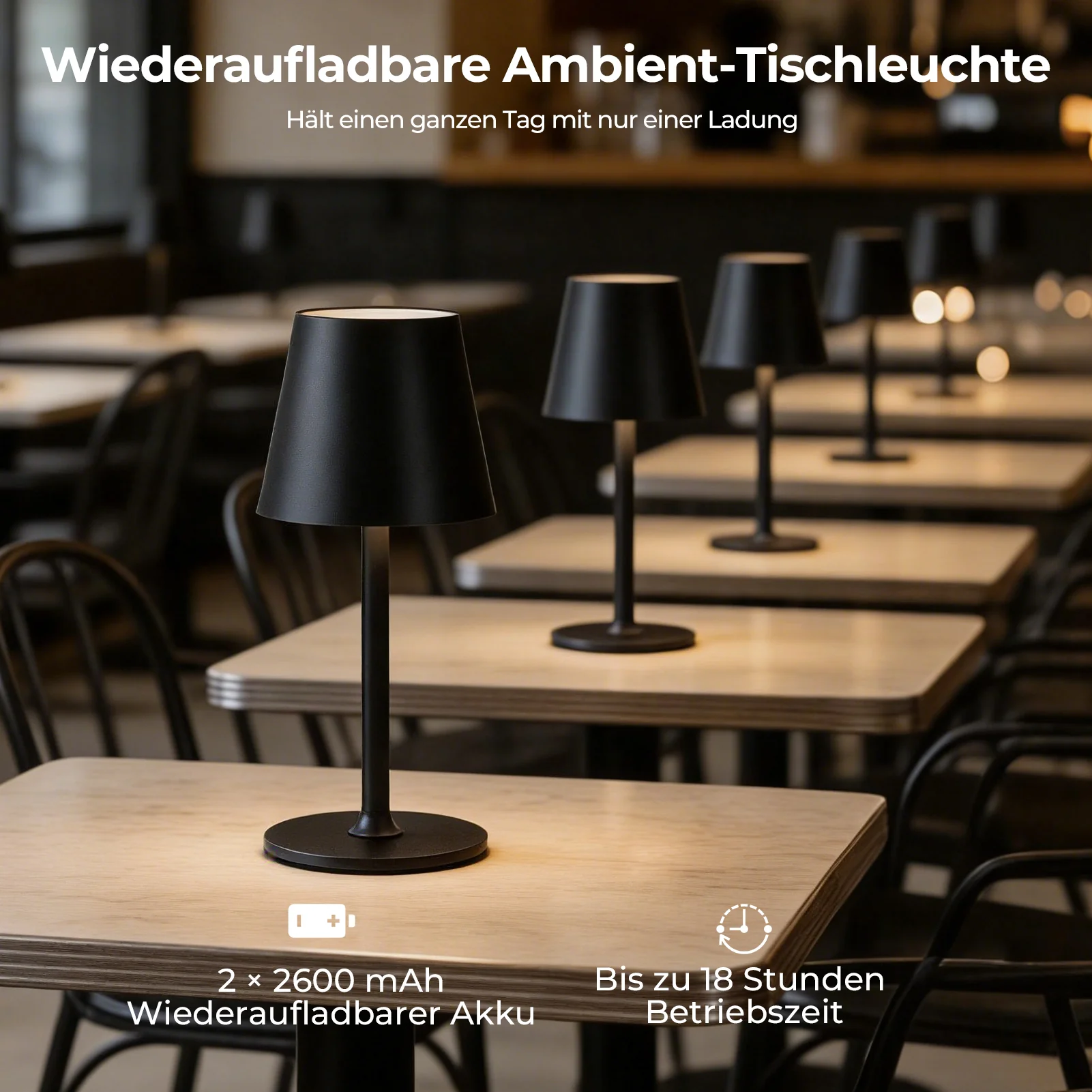 Lampada da tavolo a LED ricaricabile – Dimmerabile e con controllo touch – 3 modalità di temperatura colore – Altezza regolabile – Ideale per camera da letto, soggiorno, ufficio e ristorante. - Image 7