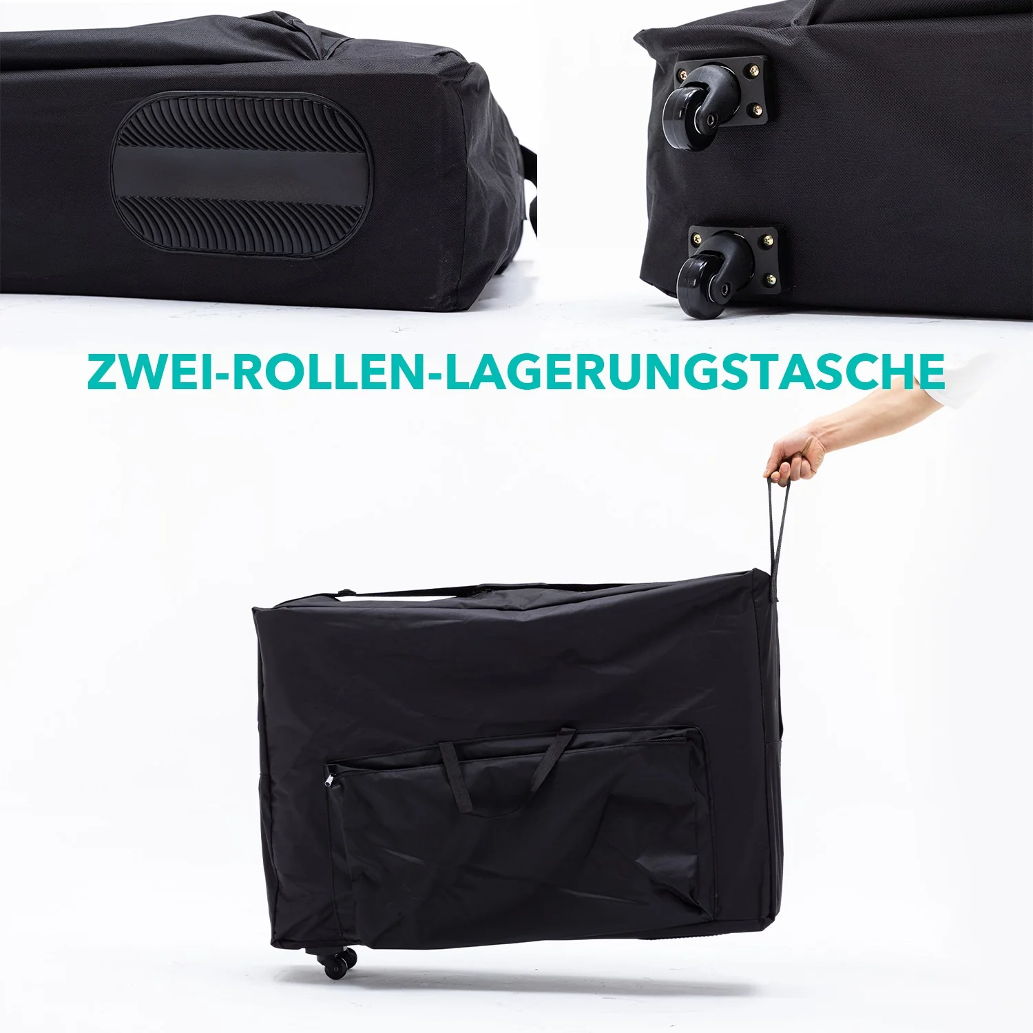 Lettino da massaggio NAIPO® Premium a 3 zone, regolabile in altezza, pieghevole, inclusa borsa con ruote, 185 x 60 cm, certificato TÜV GS, modello: Aspria by NAIPO - Image 8