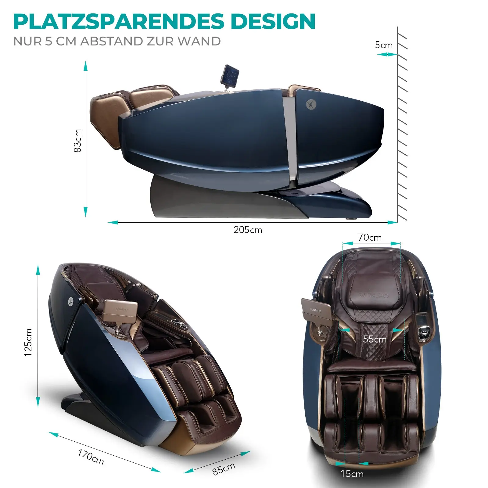 Poltrona massaggiante di alta gamma NAIPO modello L Space Capsule con intelligenza artificiale - Image 8
