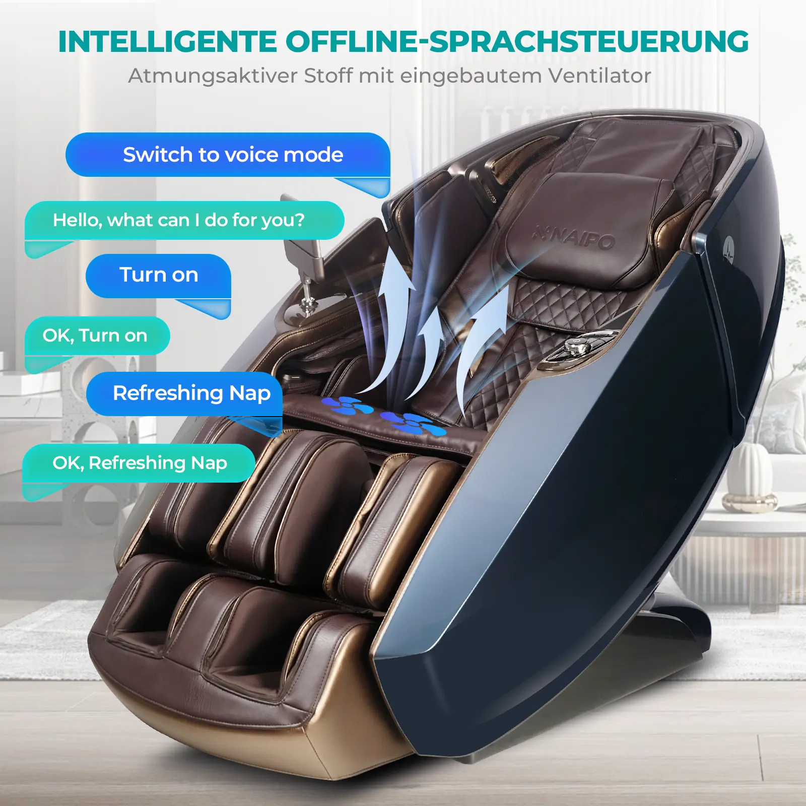 Poltrona massaggiante di alta gamma NAIPO modello L Space Capsule con intelligenza artificiale - Image 9
