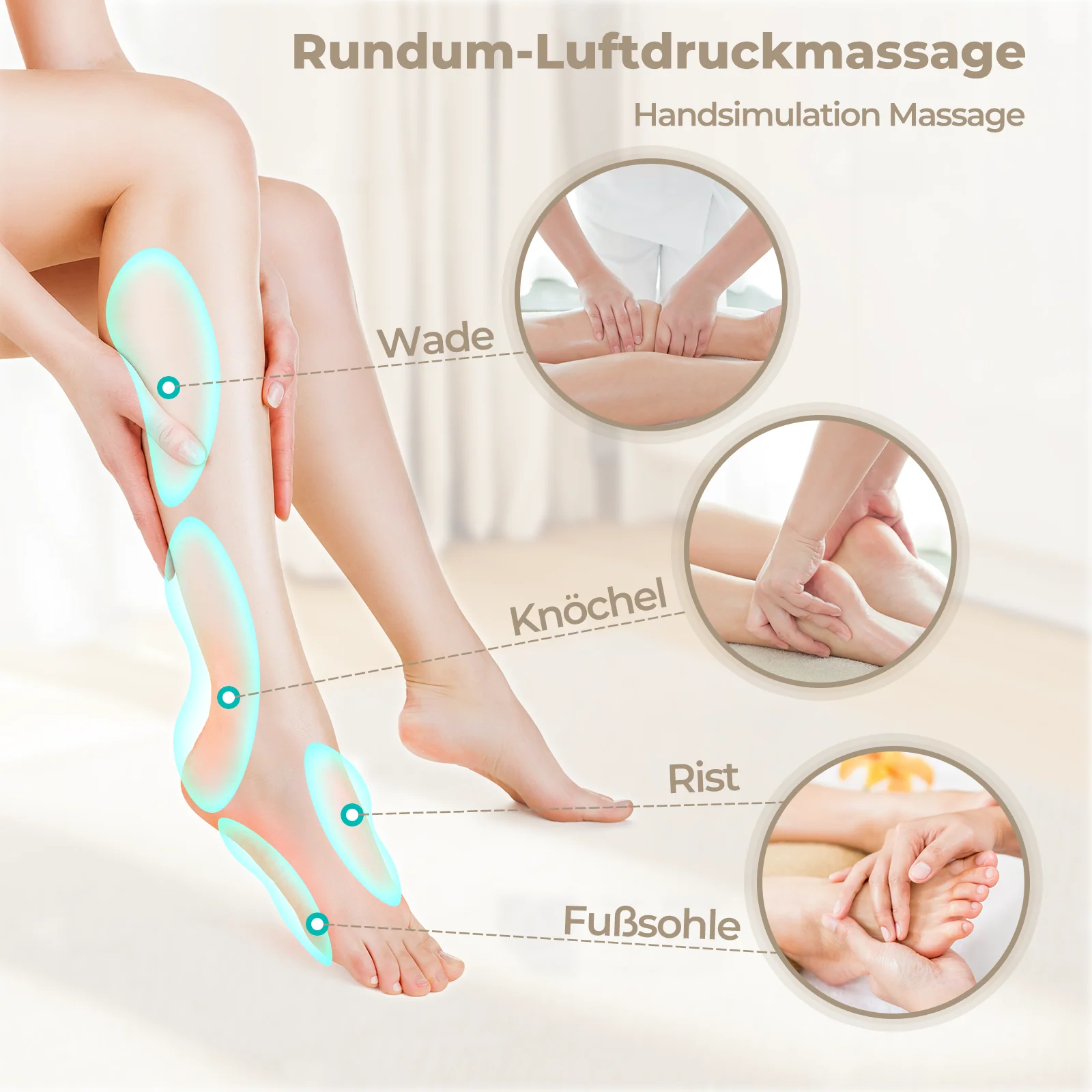 Aspria by Naipo Massaggiatore per piedi, Massaggiatore per piedi per polpacci 2 in 1 con compressione dell'aria, vibrazione e terapia del calore, Stivali per massaggio ai piedi per gambe gonfie, edema, Design wireless, Blu - Image 4