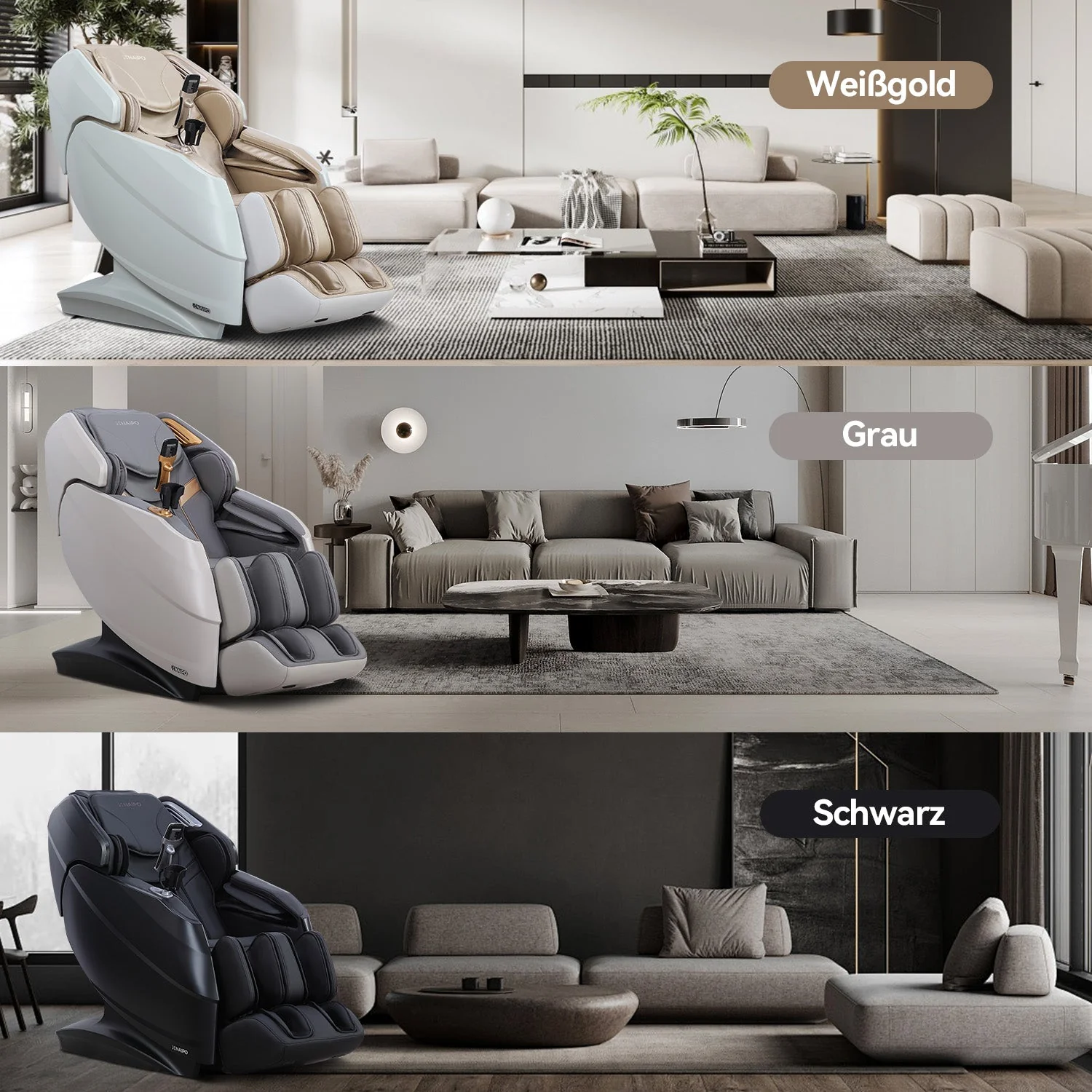 Poltrona massaggiante Naipo 3D R50 grigia, poltrona massaggiante di fascia alta, funzione calore - Image 8