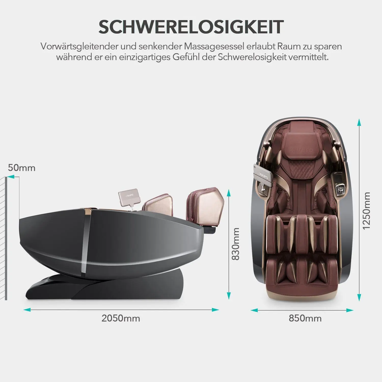 Poltrona da massaggio extra lusso NAIPO 4D, design a capsula spaziale, tablet integrato - Image 10