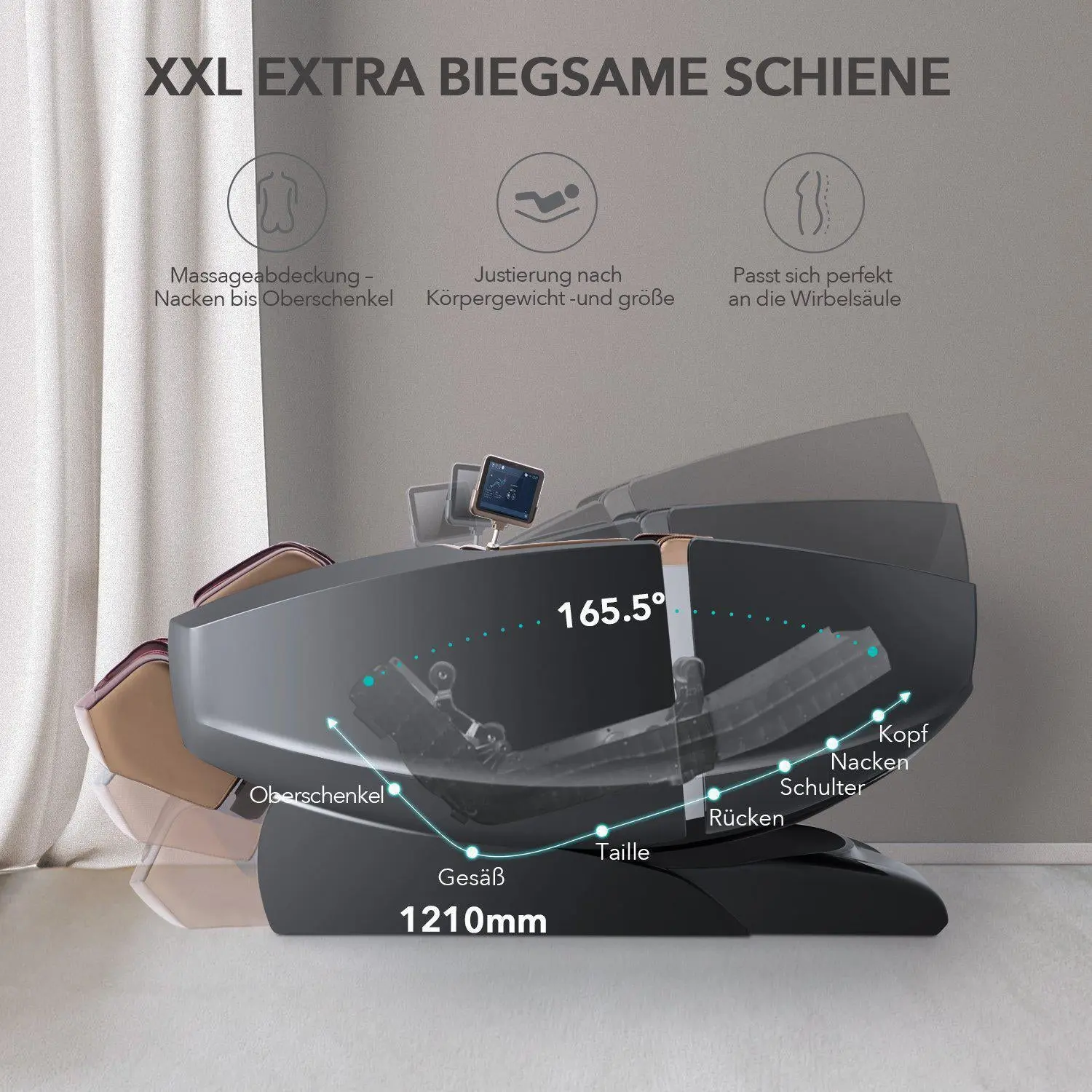 Poltrona da massaggio extra lusso NAIPO 4D, design a capsula spaziale, tablet integrato - Image 11