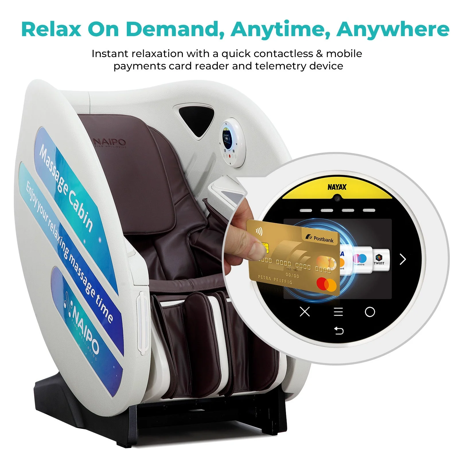 Poltrona massaggiante per distributore automatico Naipo, sistema di pagamento con carta NFC/RFID, tempo/prezzo del massaggio regolabile - Image 3