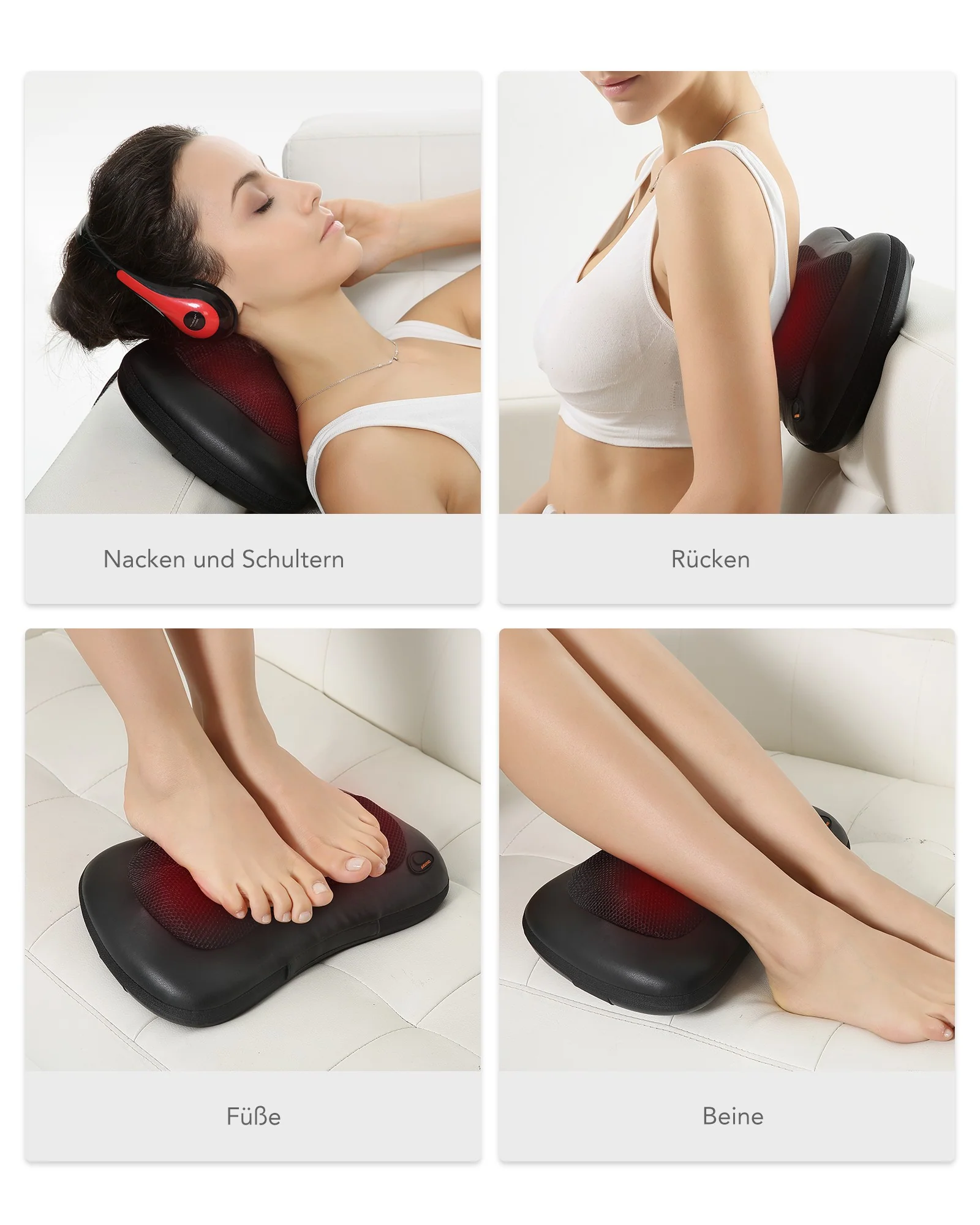 Cuscino per massaggio Shiatsu Naipo massaggio collo massaggio  schiena con 3D testine massaggianti  e funzione calore a infrarossi per ufficio auto o casa - Image 5