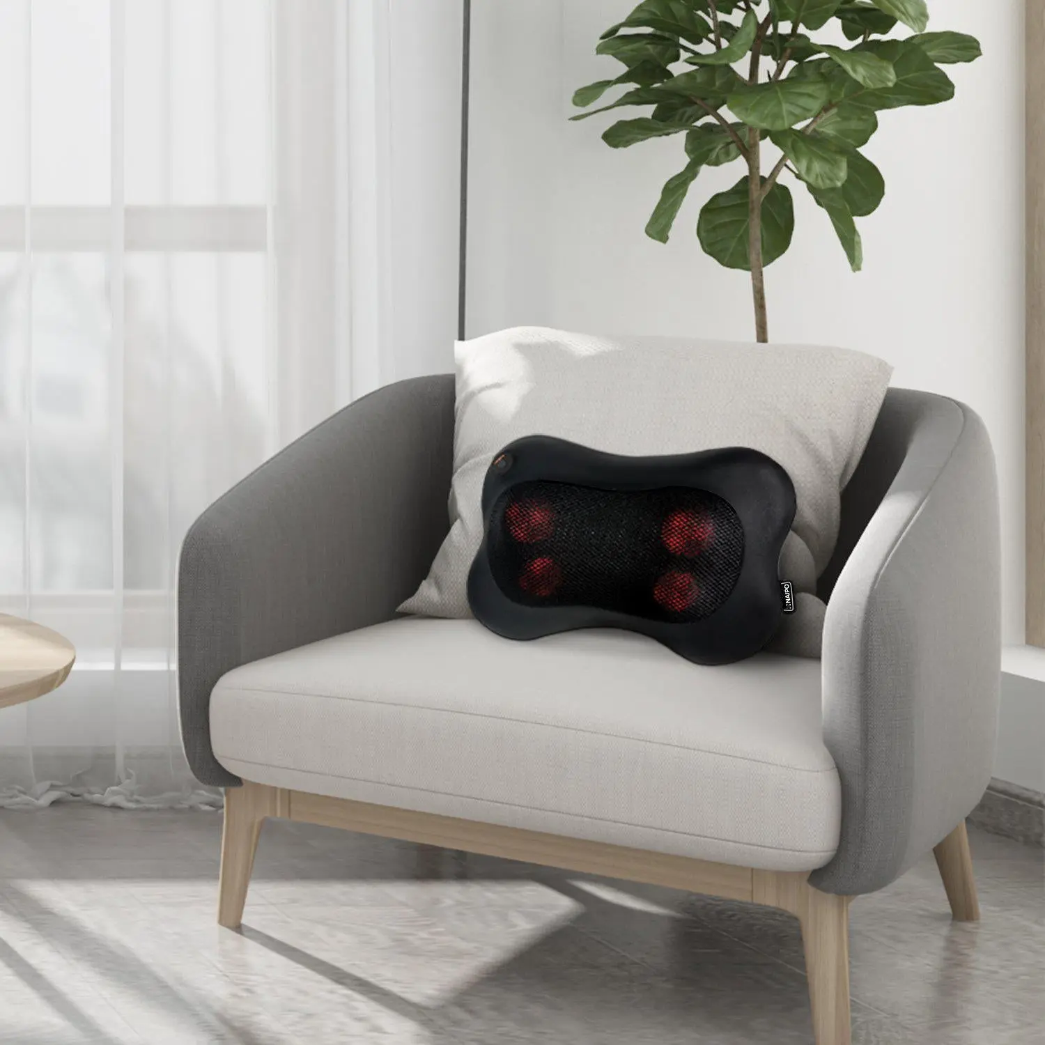 Cuscino per massaggio Shiatsu Naipo massaggio collo massaggio  schiena con 3D testine massaggianti  e funzione calore a infrarossi per ufficio auto o casa - Image 6