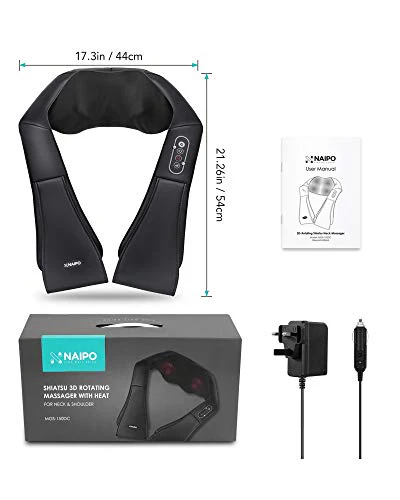 Massaggiatore Shiatsu NAIPO, per collo schiena spalle, funzione calore a infrarossi, cablato - modello più recente - Image 10