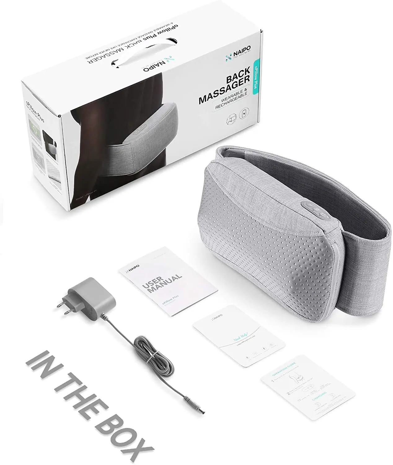 Cuscino massaggiante NAIPO oPillow™ Shiatsu, con funzione batteria e calore - Image 8