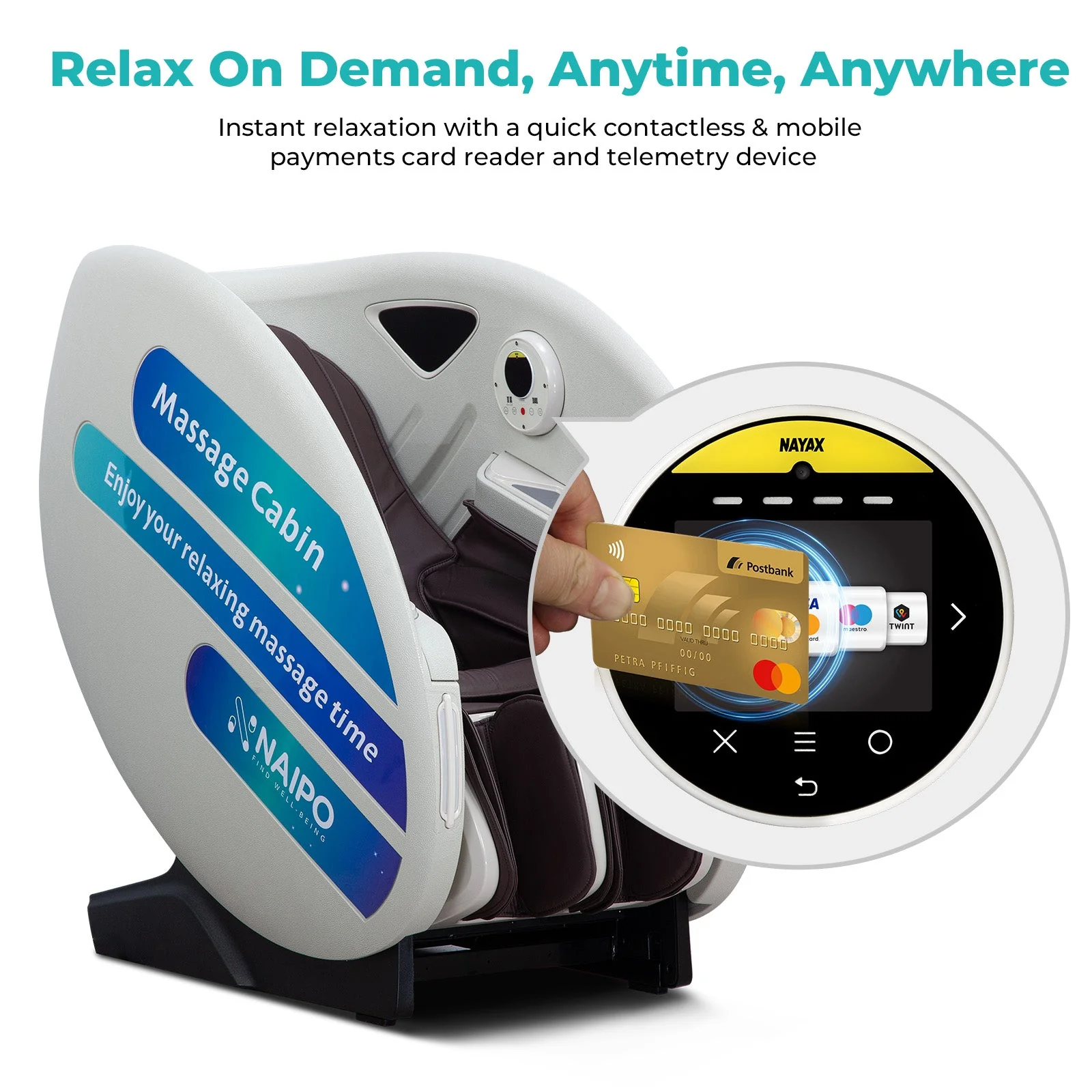Poltrona massaggiante per distributore automatico Naipo, sistema di pagamento con carta NFC/RFID, tempo/prezzo del massaggio regolabile - Image 4